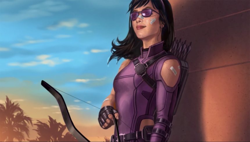 Hailee Steinfeld végre magára öltötte Kate Bishop teljes jelmezét a Sólyomszem-sorozat forgatásán 11 Kate Bishop